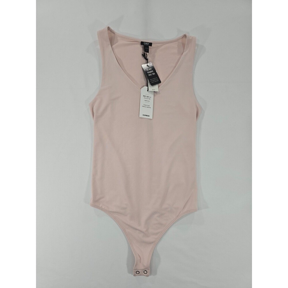 Express Body Contour Baby Pink V Neck Sleeveless Bodysuit Size XS nwt BD